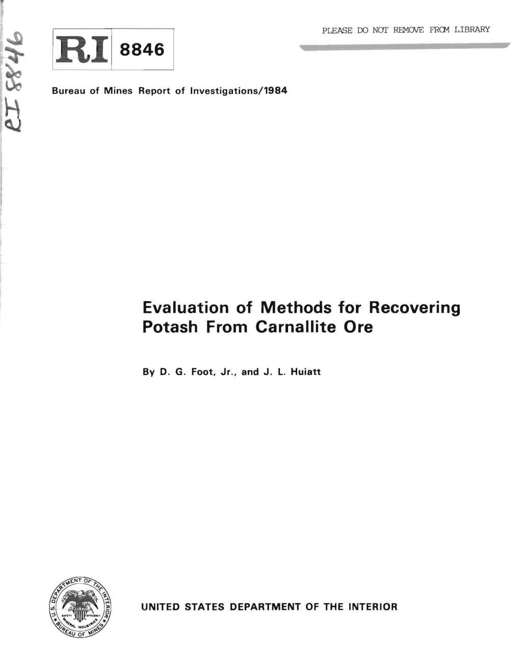 Evaluation of Methods for Recovering Potash from Carnallite Ore