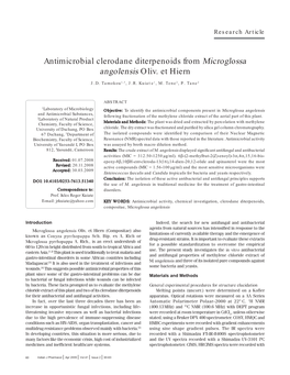 Antimicrobial Clerodane Diterpenoids from Microglossa Angolensis Oliv. Et Hiern J.D