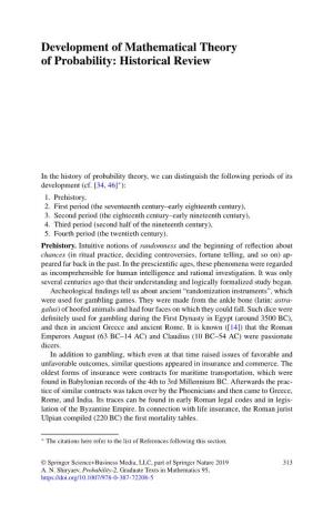 Development of Mathematical Theory of Probability: Historical Review