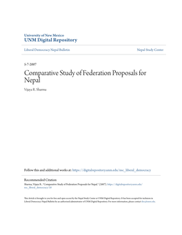 Comparative Study of Federation Proposals for Nepal Vijaya R