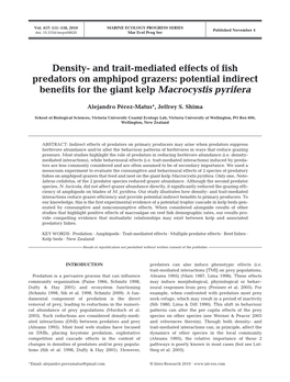Density-And Trait-Mediated Effects of Fish Predators on Amphipod Grazers