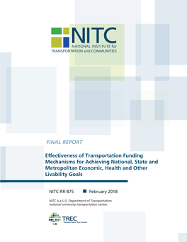 Effectiveness of Transportation Funding Mechanisms for Achieving National, State and Metropolitan Economic, Health and Other Livability Goals