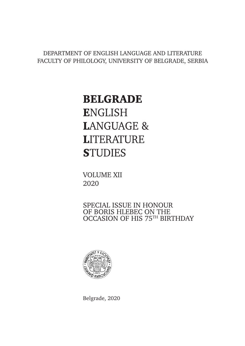 Belgrade English Language & Literature Studies