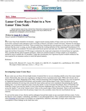 Lunar Crater Rays Point to a New Lunar Time Scale