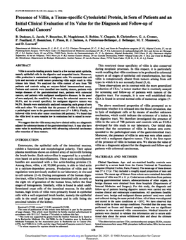 Presence of Villin, a Tissue-Specific Cytoskeletal Protein, in Sera Of