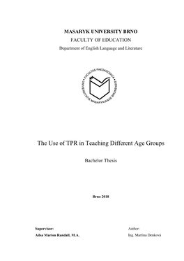 The Use of TPR in Teaching Different Age Groups