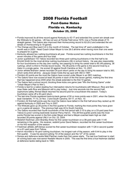 2008 Florida Football Post-Game Notes Florida Vs