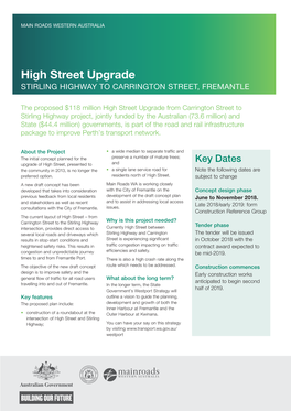 High Street Upgrade STIRLING HIGHWAY to CARRINGTON STREET, FREMANTLE