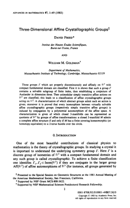 Three-Dimensional Affine Crystallographic Groupd