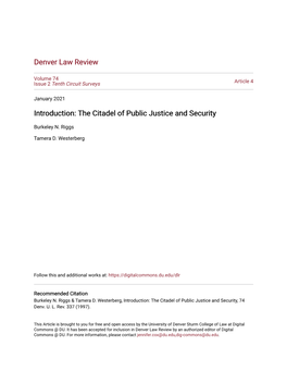 Introduction: the Citadel of Public Justice and Security
