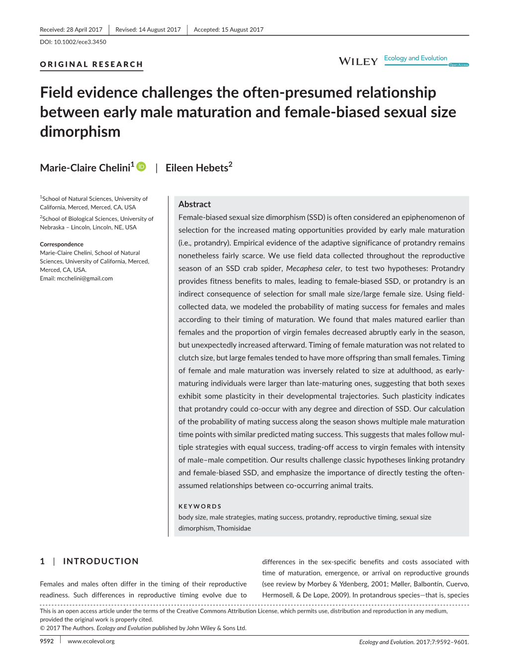 Field Evidence Challenges the Often&#X2010;Presumed Relationship Between Early Male Maturation and Female&#X2010;Biased