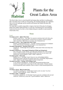 Plants for Great Lakes Area