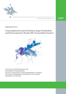 Transcriptional Control of Dietary Sugar Metabolism and Homeostasis by Mondo-Mlx Transcription Factors Recent Publications in This Series