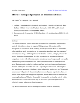 Effects of Fishing and Protection on Brazilian Reef Fishes
