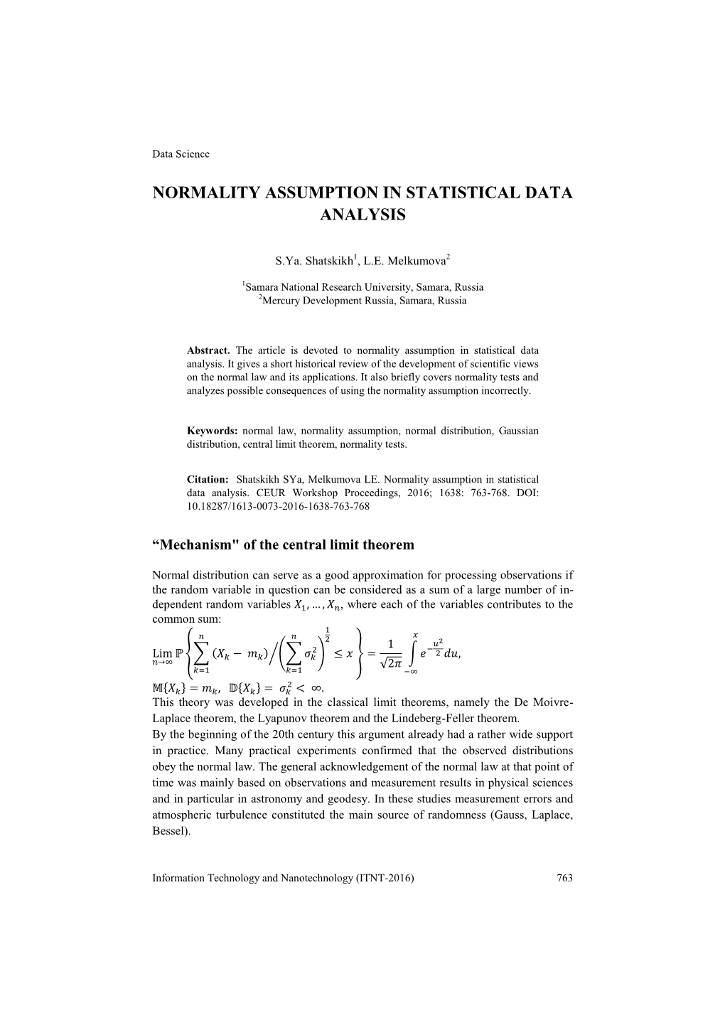 Normality Assumption in Statistical Data Analysis