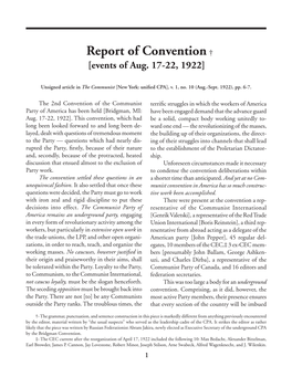 Report of [1922 Bridgman CPA] Convention