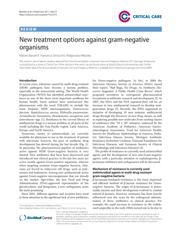 New Treatment Options Against Gram-Negative Organisms Matteo Bassetti*, Francesca Ginocchio, Malgorzata Mikulska
