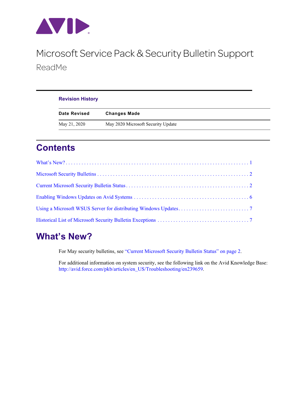 Microsoft Service Pack & Security Bulletin Support