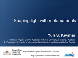 Shaping Light with Metamaterials