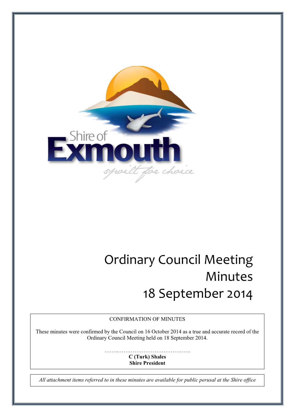 Ordinary Council Meeting September 2014