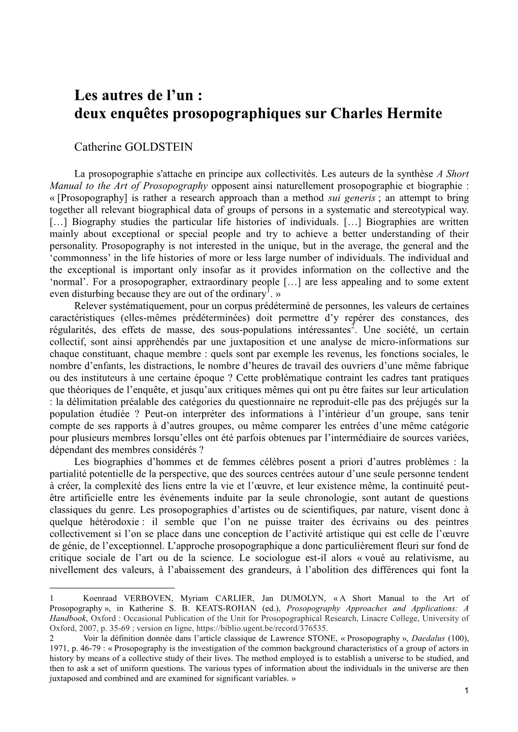 Deux Enquêtes Prosopographiques Sur Charles Hermite