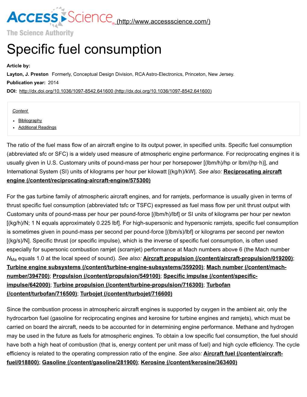 Specific Fuel Consumption