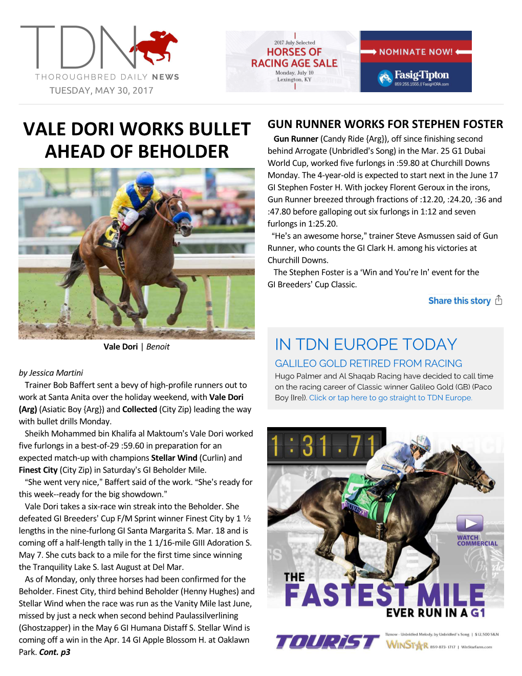 Vale Dori Works Bullet Ahead of Beholder