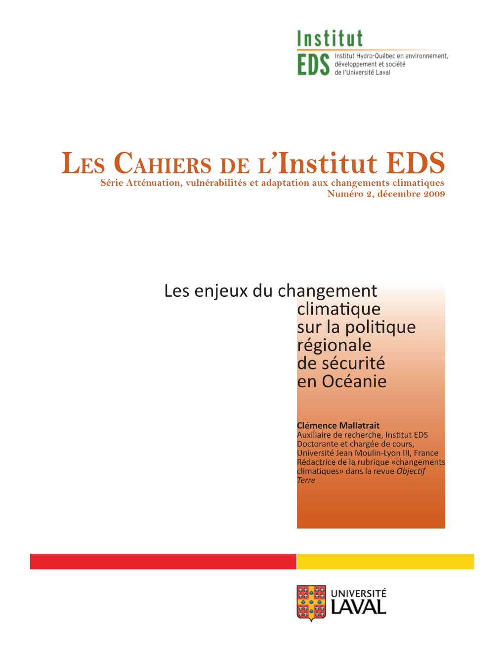 LES CAHIERS DE L'institut