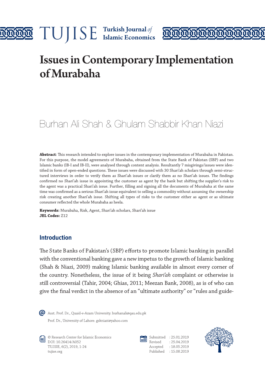 Issues in Contemporary Implementation of Murabaha