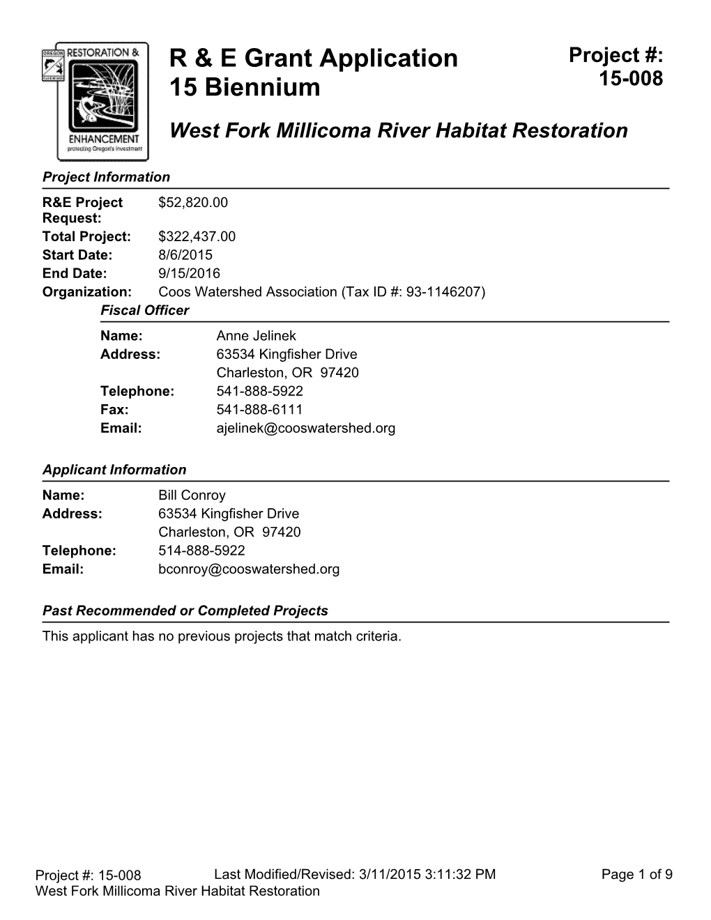 West Fork Millicoma River Habitat Restoration