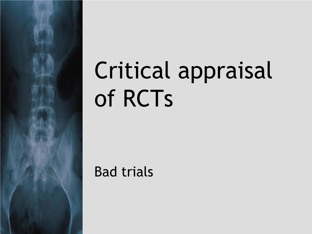 Critical Appraisal of Rcts
