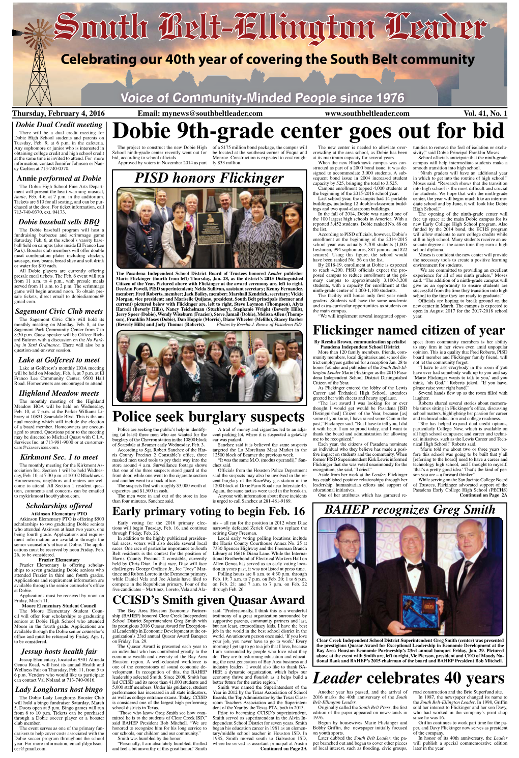 Dobie 9Th-Grade Center Goes out for Bid Tuesday, Feb