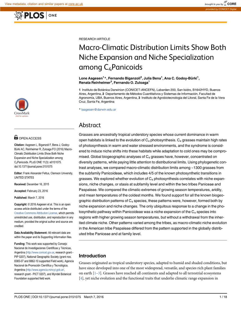 Macro-Climatic Distribution Limits Show Both Niche Expansion and Niche Specialization