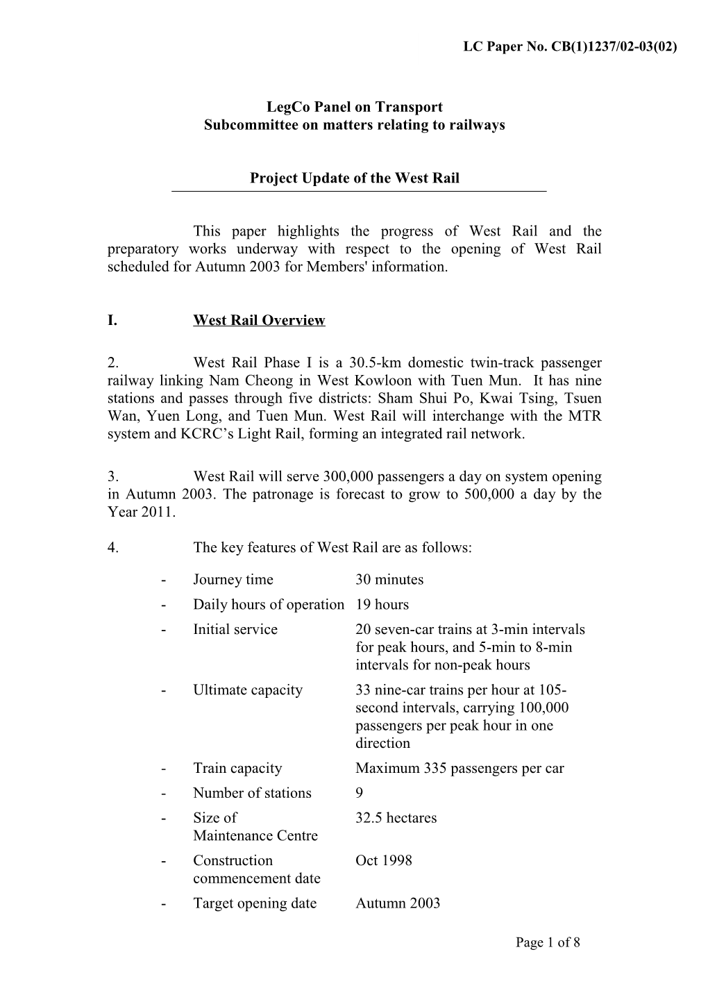 Legco Panel on Transport Subcommittee on Matters Relating to Railways