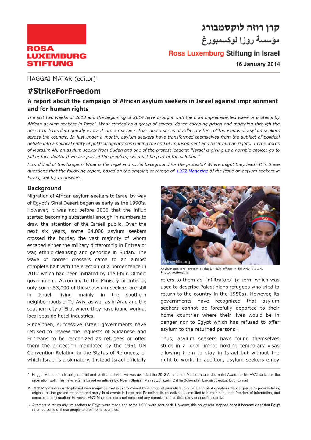 Newsletter RLS-Israel Strike for Freedom