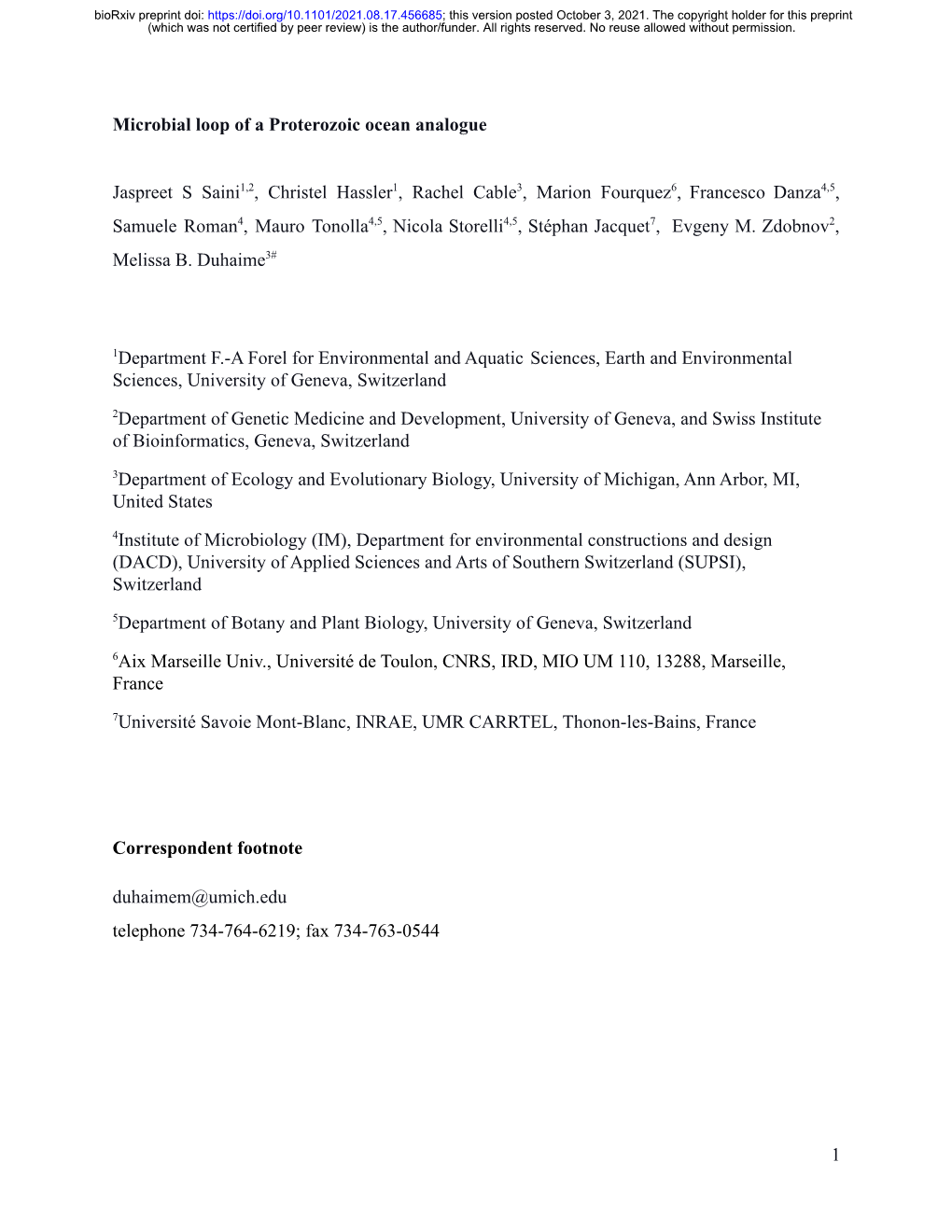 Microbial Loop of Proterozoic Ocean Analogue