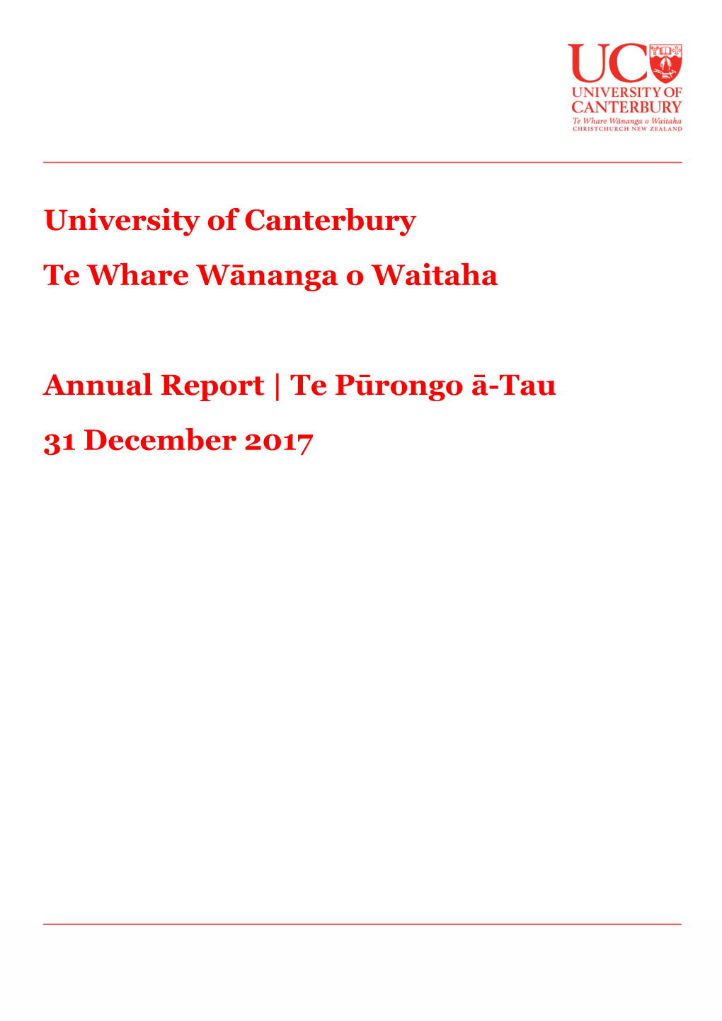 University of Canterbury Te Whare Wānanga O Waitaha