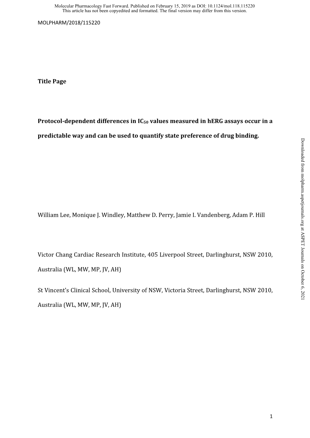 Protocol-Dependent Differences in IC50 Values Measured in Herg Assays Occur in A