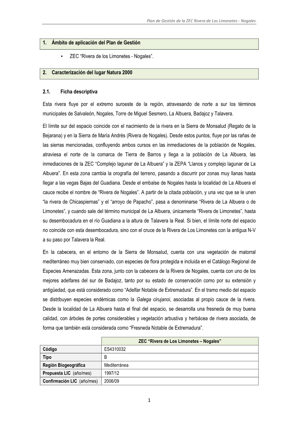 Plan De Gestión De La ZEC Rivera De Los Limonetes - Nogales