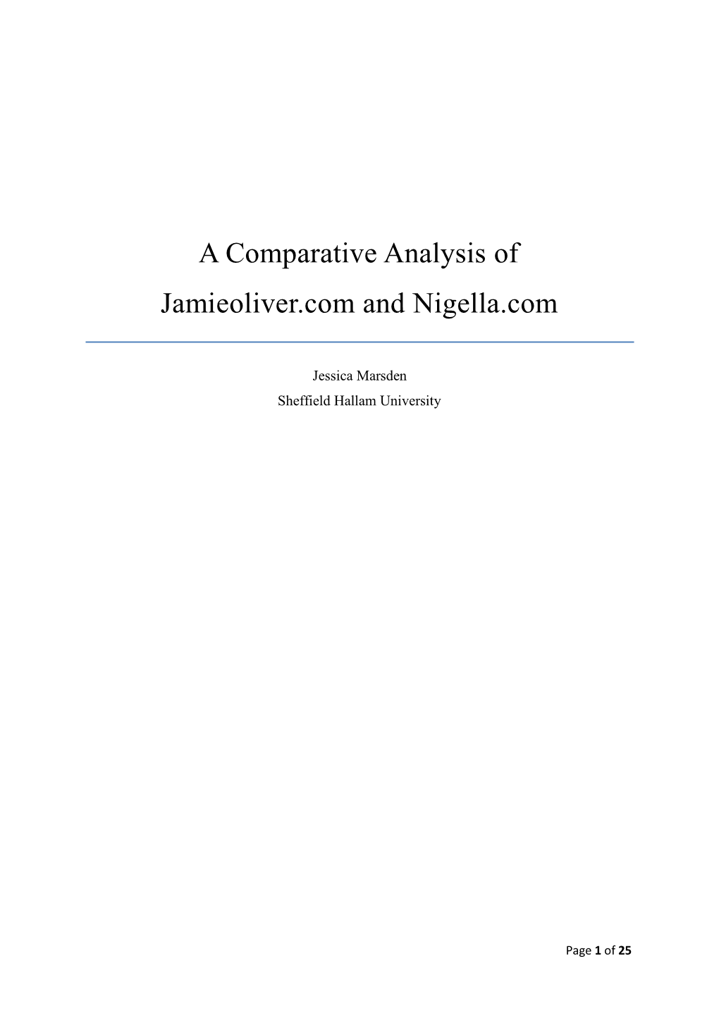 A Comparative Analysis of Jamieoliver.Com and Nigella.Com
