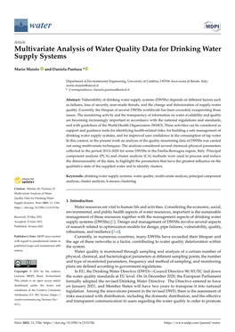 Multivariate Analysis of Water Quality Data for Drinking Water Supply Systems