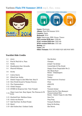 Various Flaix FM Summer 2014 Mp3, Flac, Wma