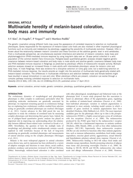 Multivariate Heredity of Melanin-Based Coloration, Body Mass and Immunity