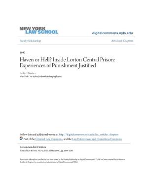 Inside Lorton Central Prison: Experiences of Punishment Justified Robert Blecker New York Law School, Robert.Blecker@Nyls.Edu