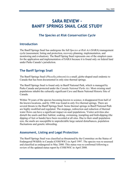 Sara Review – Banff Springs Snail Case Study