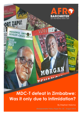 MDC-T Defeat in Zimbabwe: Was It Only Due to Intimidation?