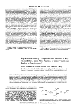 Silyl Ketone Chemistry. Preparation and Reactions of Silyl Allenol Ethers. Diels-Alder Reactions of Siloxy Vinylallenes Leading to Sesquiterpenes2