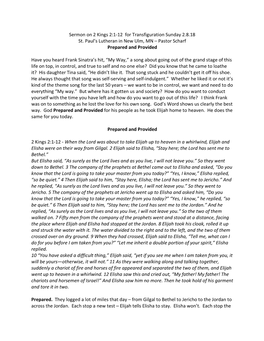 Sermon on 2 Kings 2.1-12 Printable
