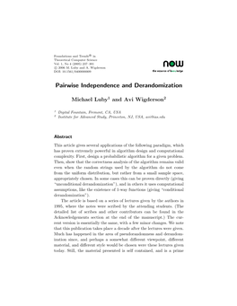 Pairwise Independence and Derandomization