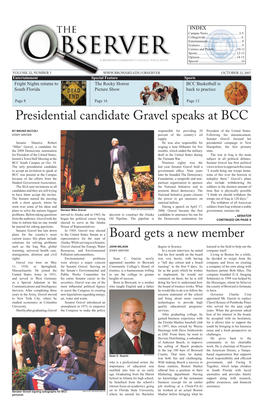 Presidential Candidate Gravel Speaks at Bcc Board Gets a New Member